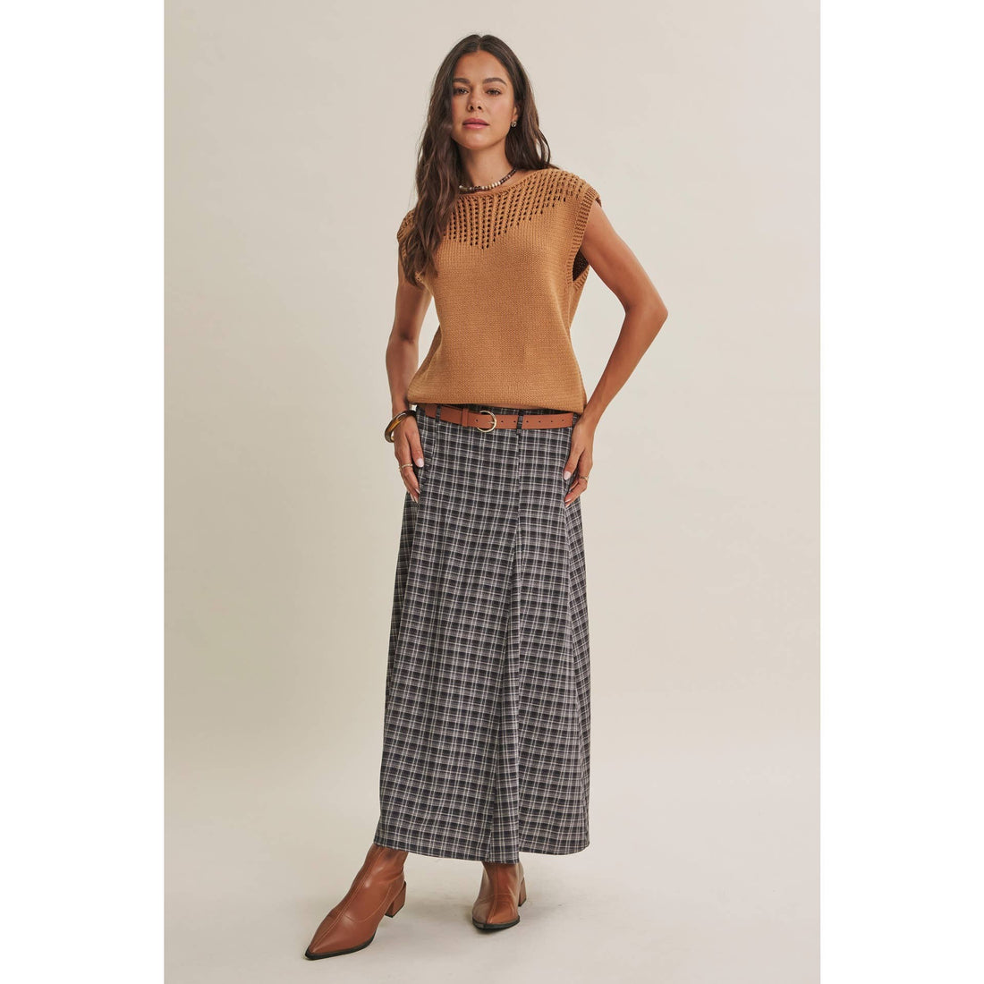Heritage Plaid Flare  Skirt w/Belt