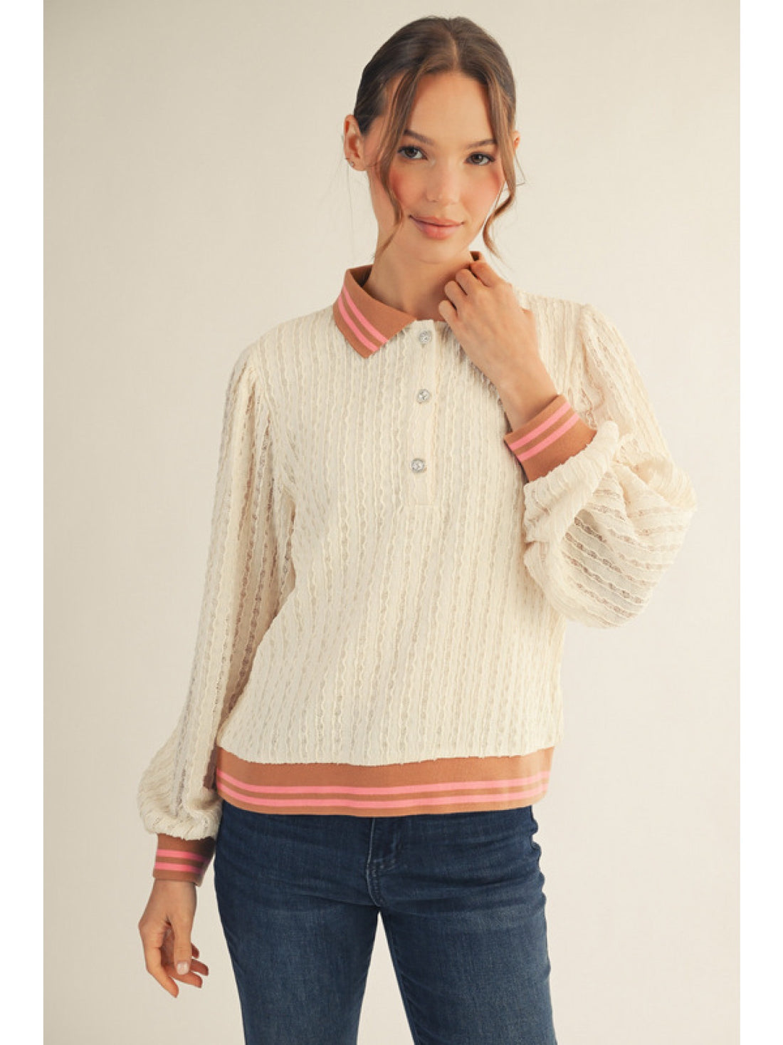 Textured Polo Top