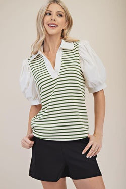 Collard Puff VNeck