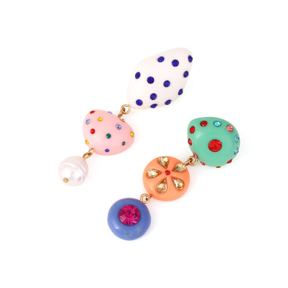 Candy Resin Drop Earrings w/Rhinestone