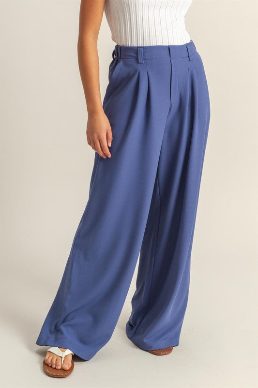 Waffle Knit Pants -Indigo