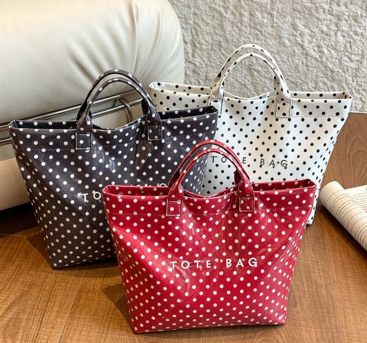 Polka Dots Tote Bag PVC Handbag