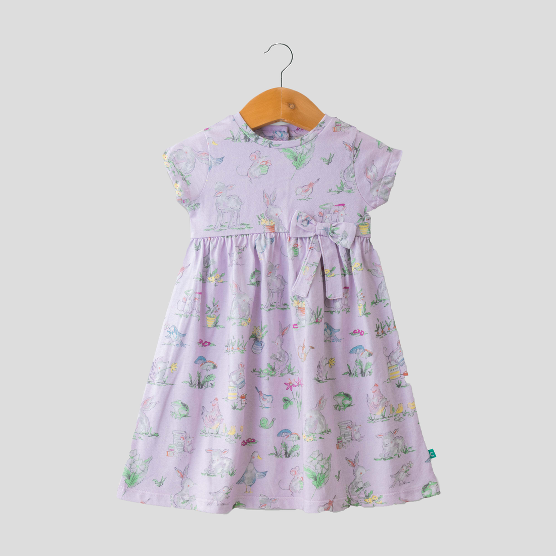 Rabbit Flair Dress with Bow for Toddler - Lavender