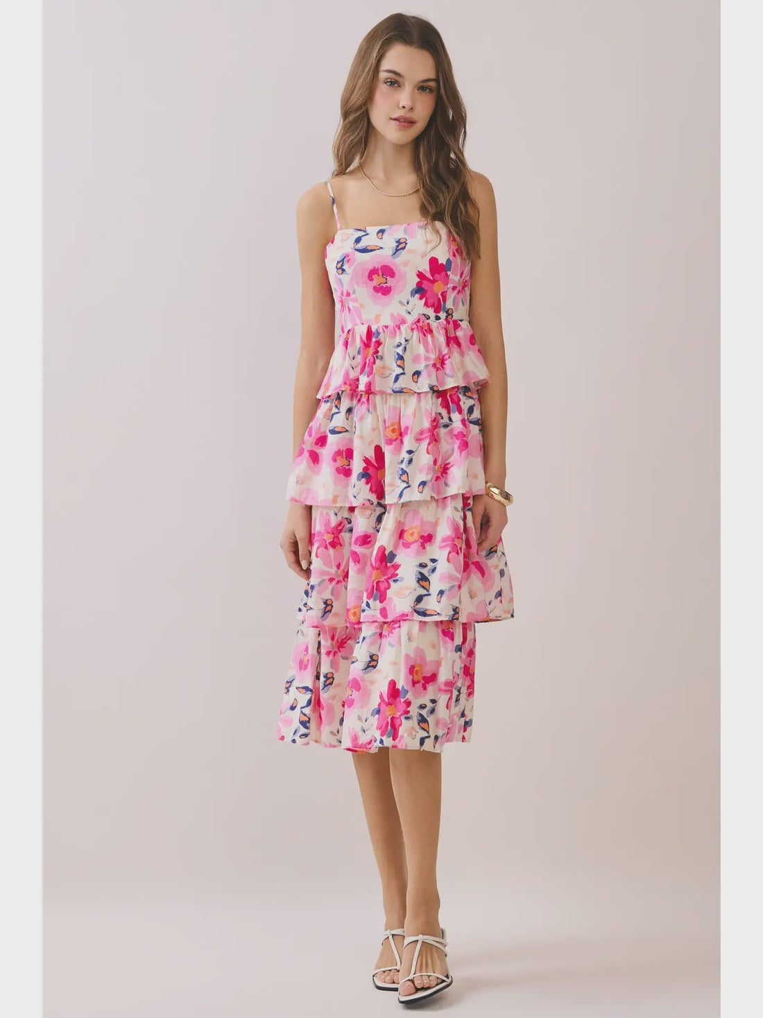 Floral Print Open Back Midi