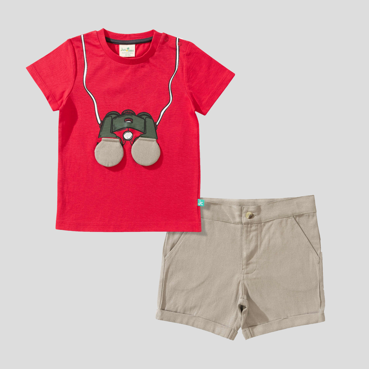 Summer Set Red Tan Tee & Shorts
