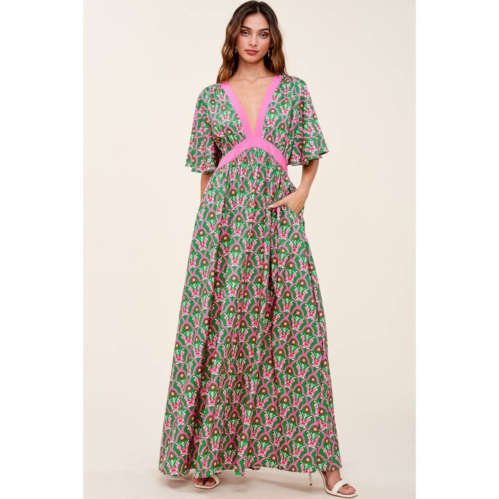 Printed Maxi Dress With Pockets