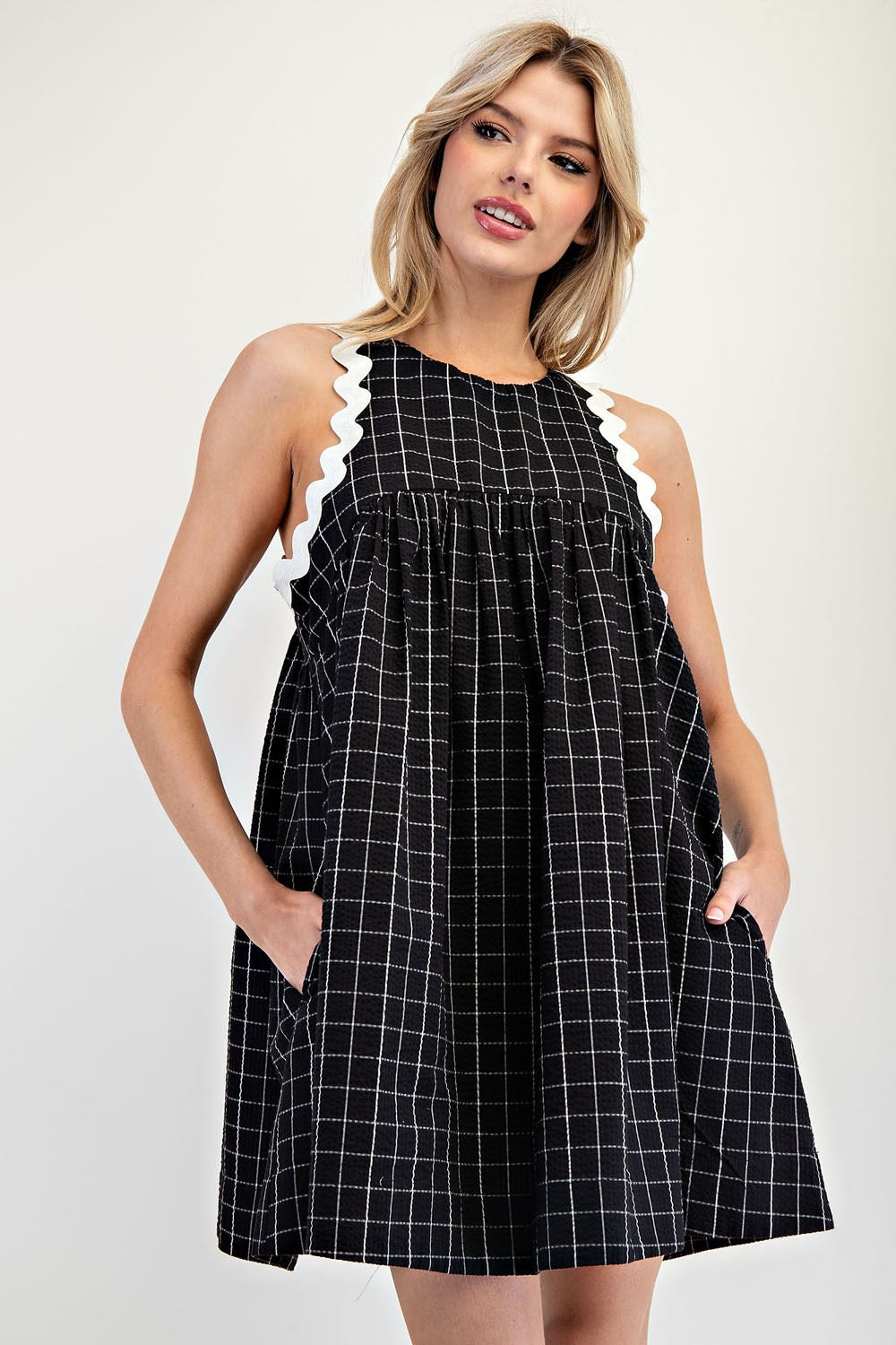 Plaid sleeveless Ric Rac Dress