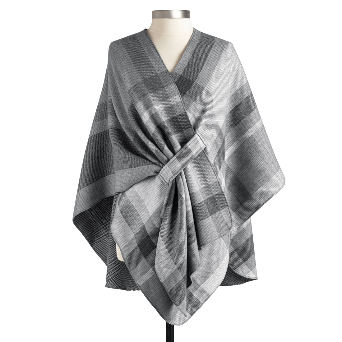 Plaid Reversible Charcoal Wrap