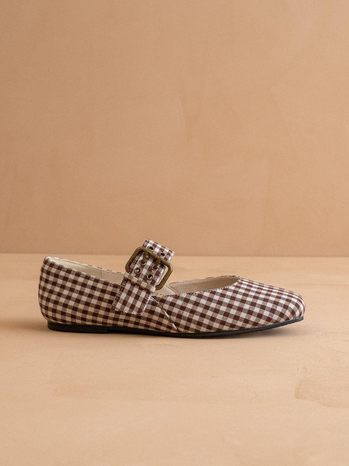 Coffee Gingham Ballet Flat
