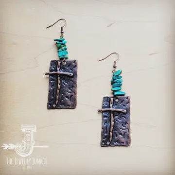 Copper cross earrings