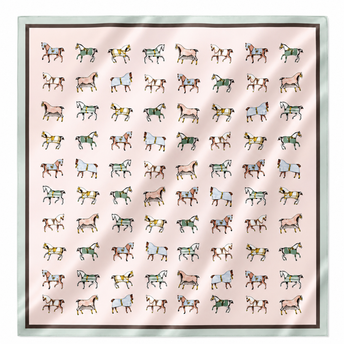 Equestrian Horse Print Satin Square Scarf - Classic Preppy