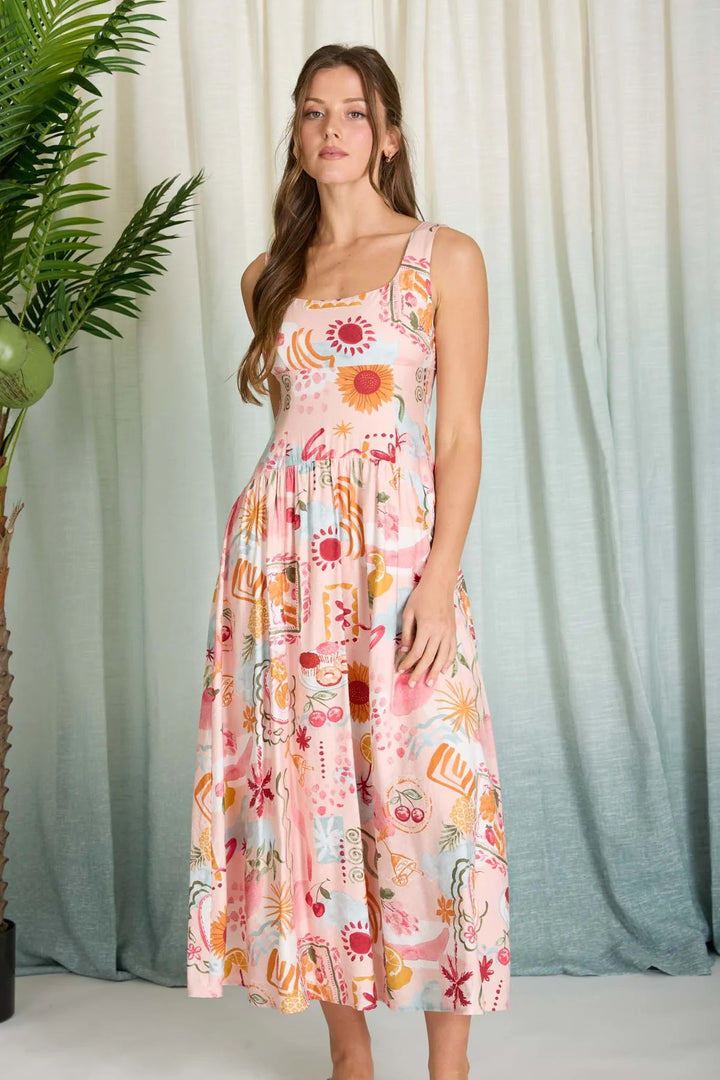 Strappy Print Dress