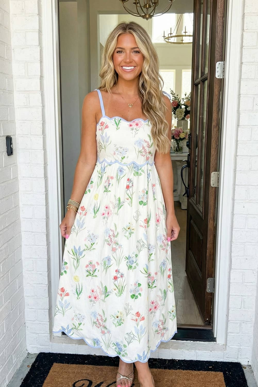 Butterly Blue Floral High Waist Midi