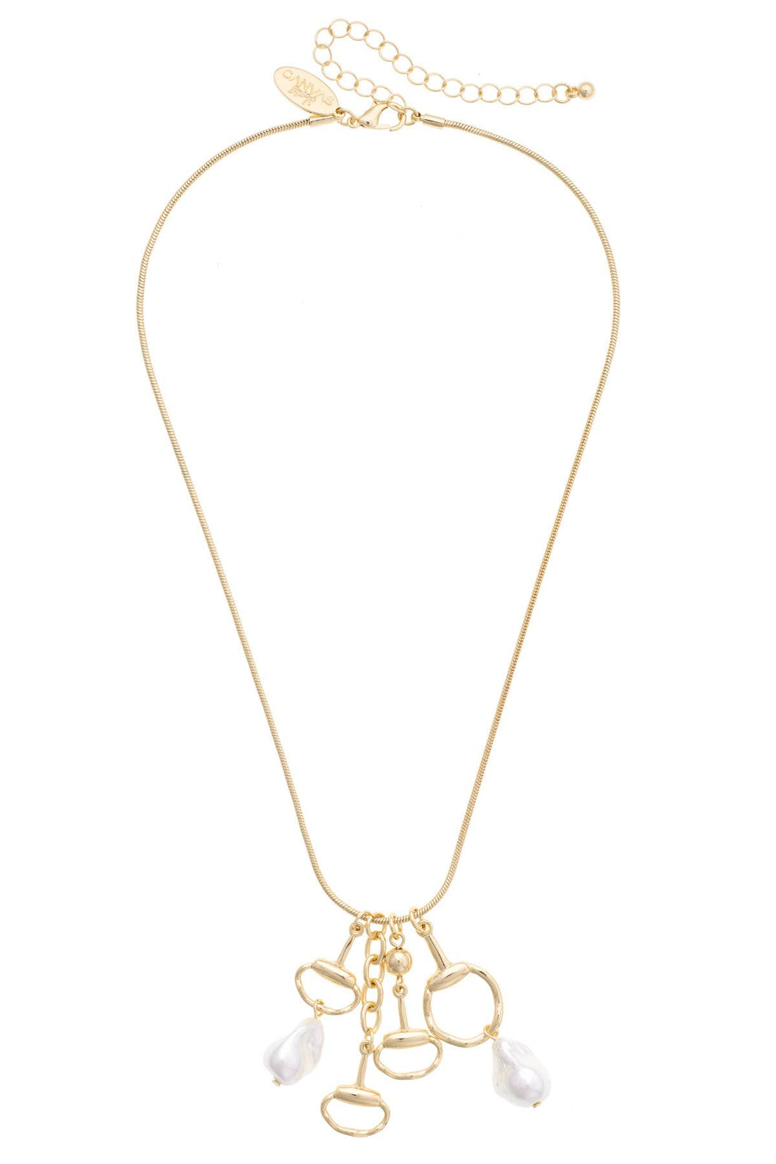 Billie Freshwater Pearl Horsebit Necklace in Gold
