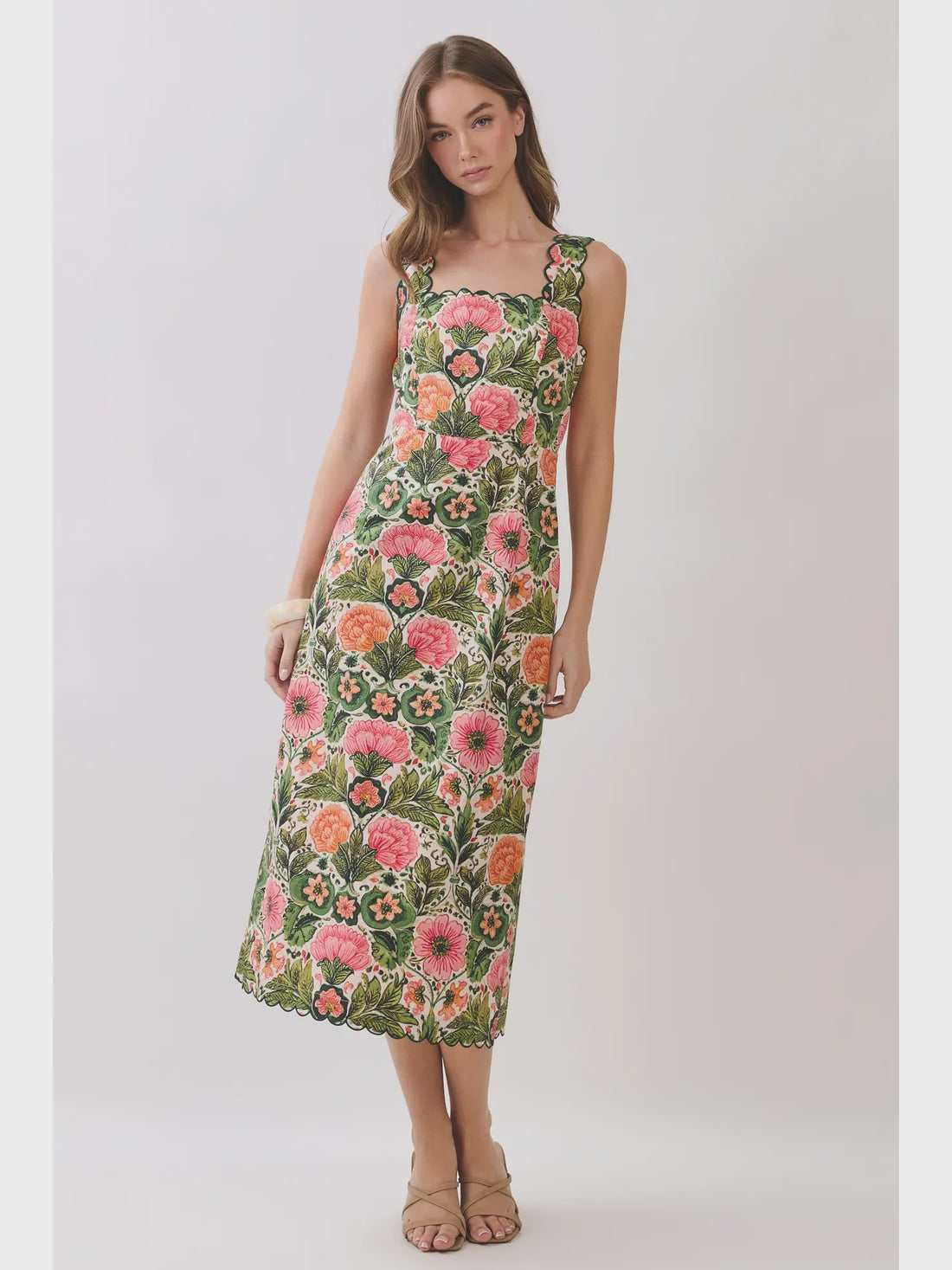 Floral Scallop Detail Midi