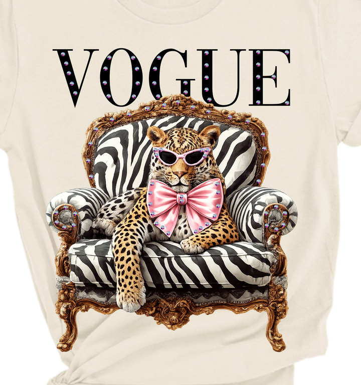 Leopard with Pink Bow Blingy Graphic Tee