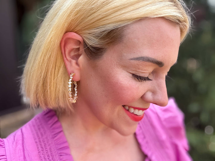 Hoop Earrings - Large - Crystal Zig Zags - Reba