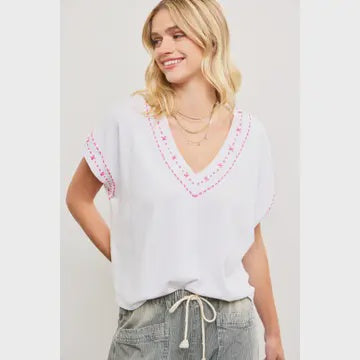 Stitching V-Neck