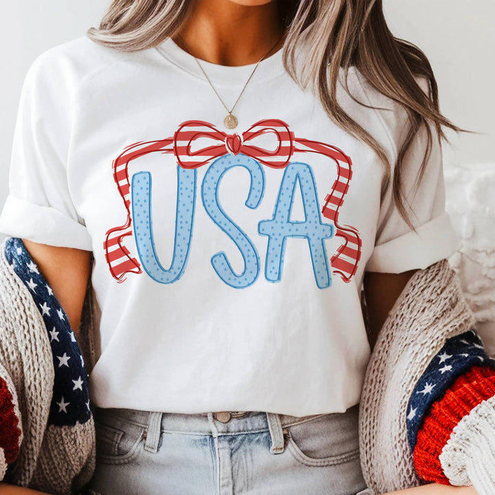 USA Patriotic Bow Tee