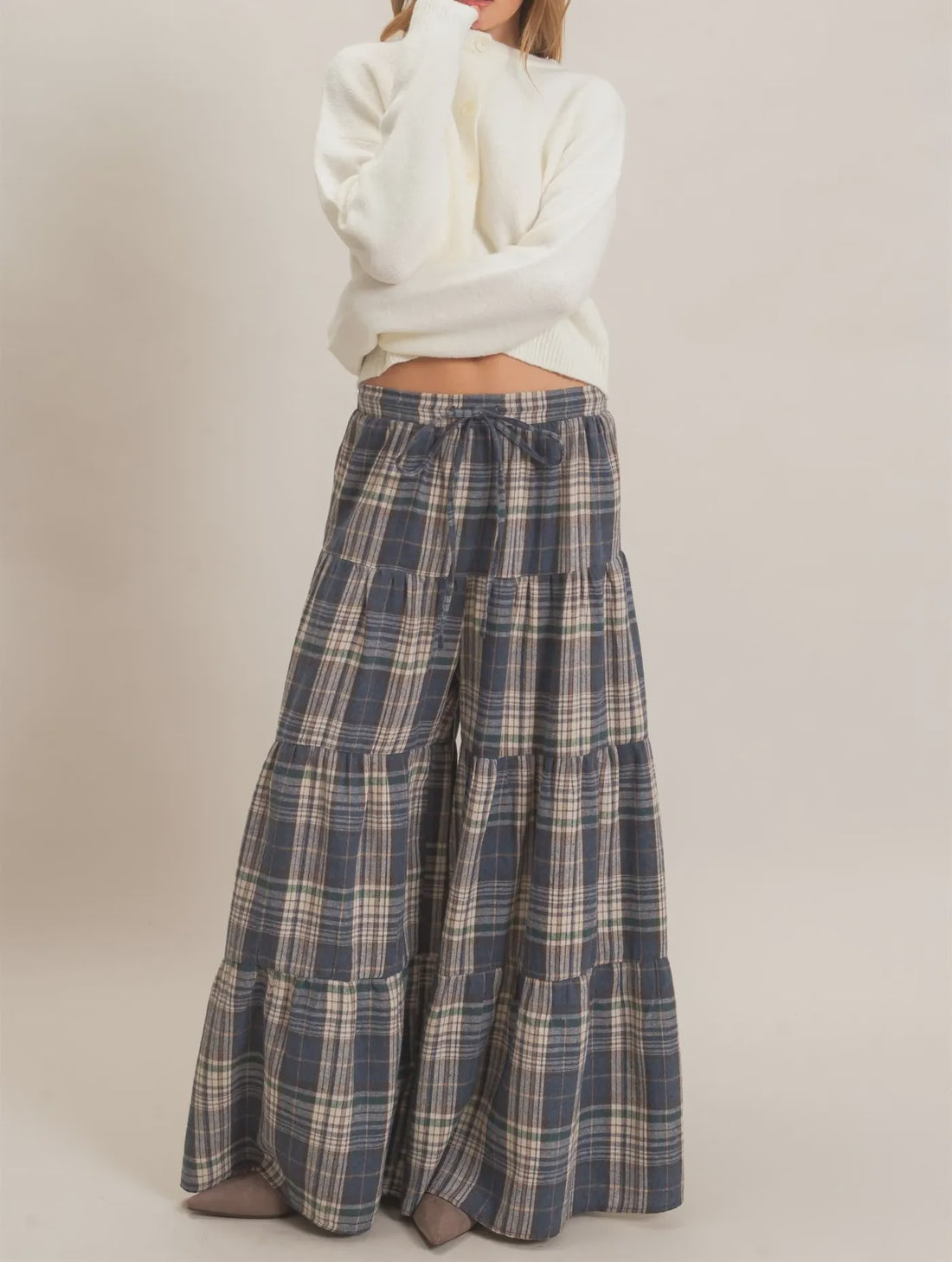 Plaid Tiered Ruffle Pants