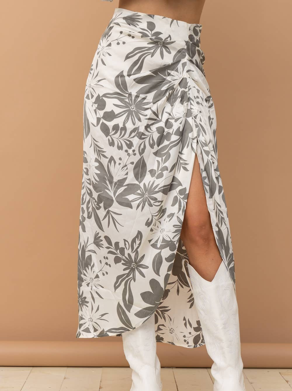 Satin Drape Pleated Skirt