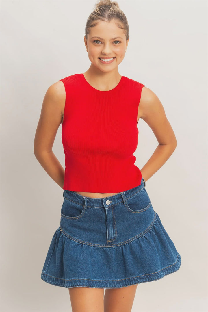 Red Backless Top