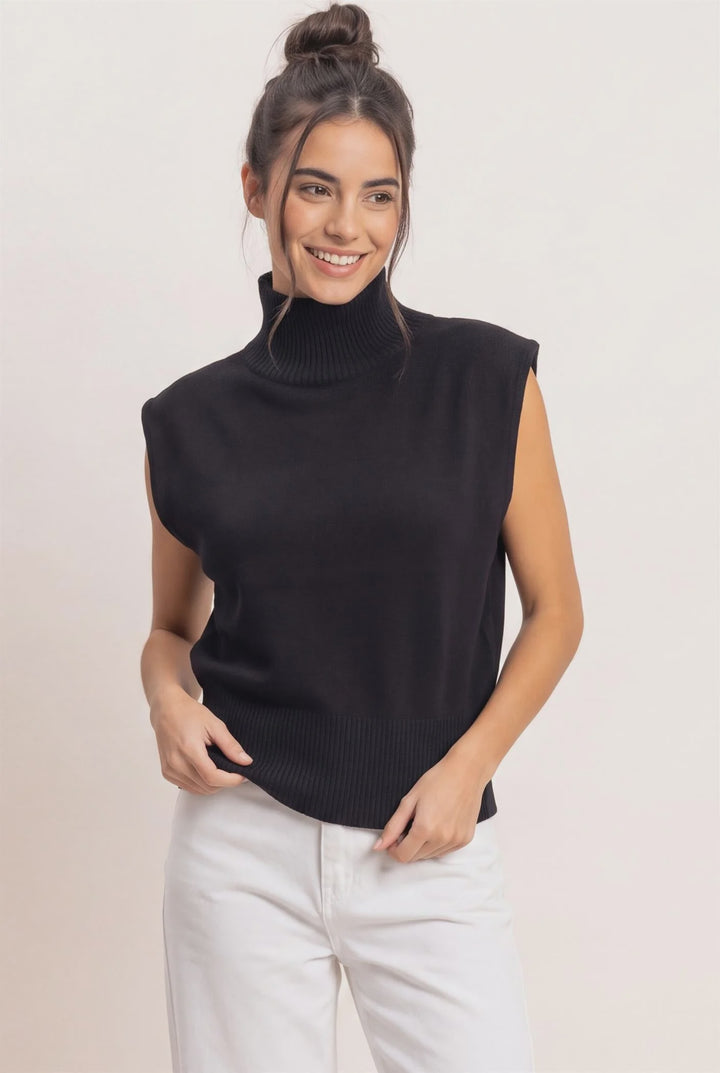 High Neck Sleeveless Sweater