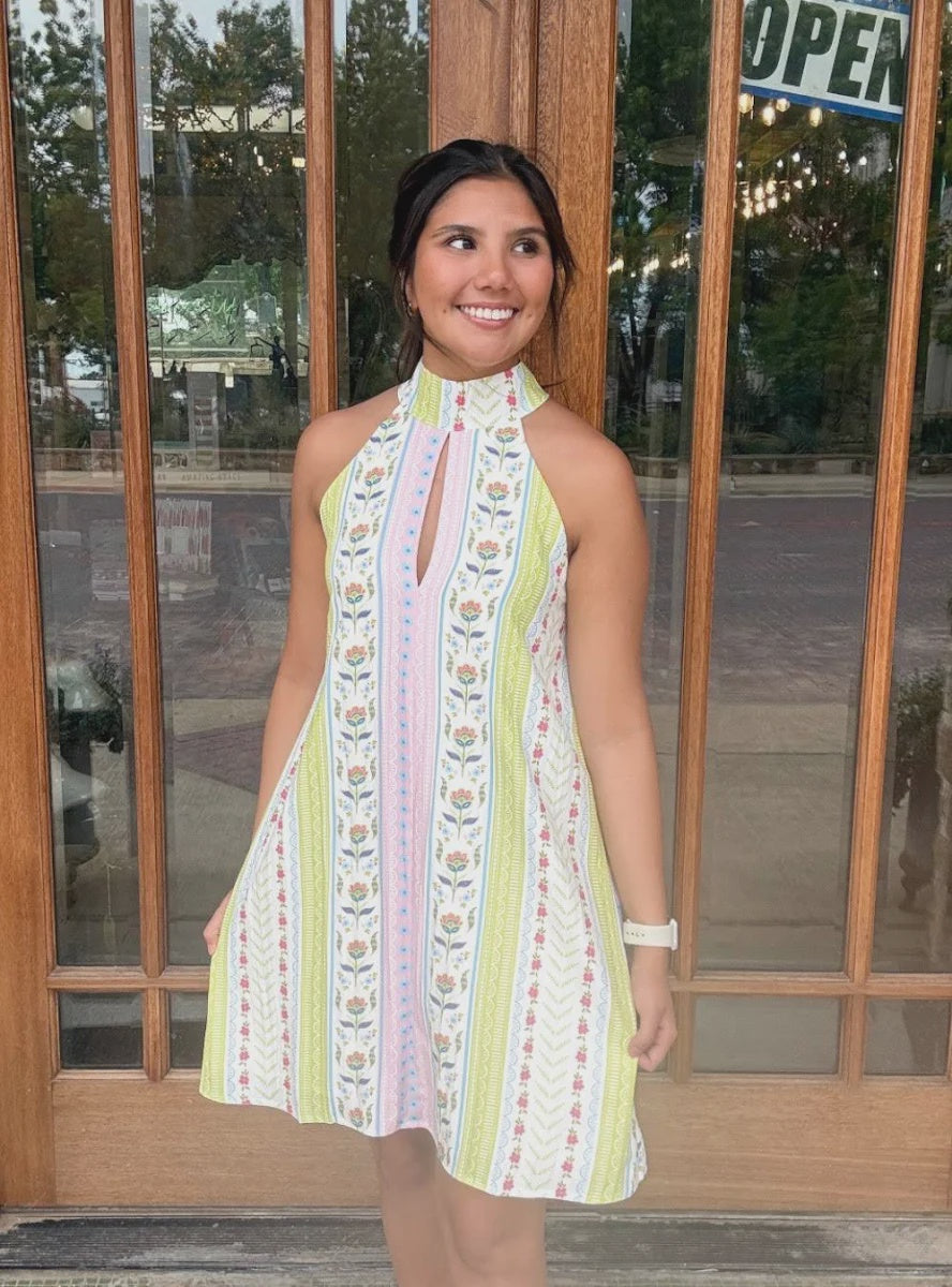 Halter Neck Stiped Love Fancy Dress